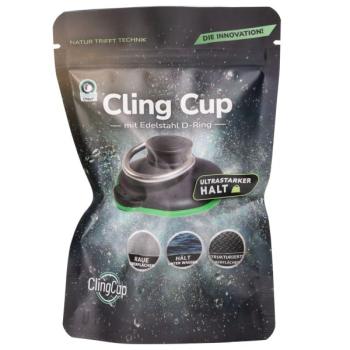 ClingTech Saugnapf Saugnapf ClingCup mit Edelstahl D Ring schwarz